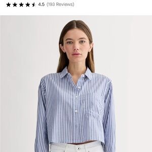 Casual Blue and White Striped Shirt - The Way Short Shirt